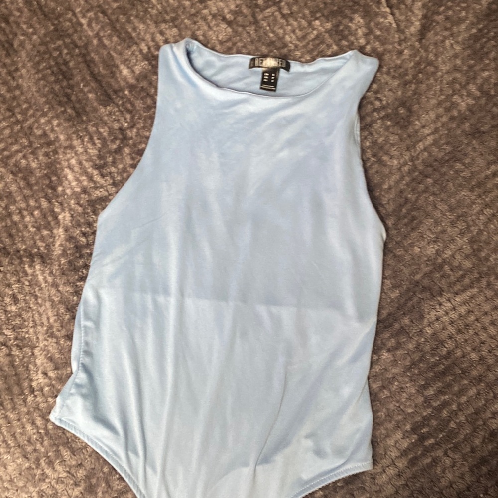 Blue high neck bodysuit
